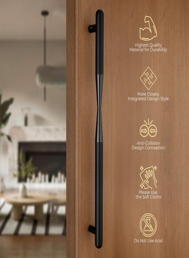 LAPO Black Finish Stainless Steel Main Door Handle | 24 Inch Luxury Pull-Push Handle for Wooden & Glass Doors | Elegant Heavy Duty Design for Homes & Offices | Pack of 1, 3 Year Warranty - Image 4